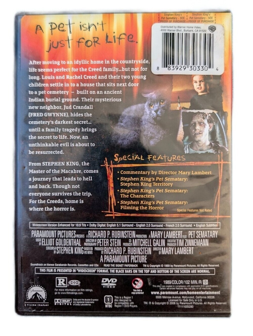 Stephen King's Pet Sematary Special Collector's Edition DVD 1989 Horror R - Picture 2 of 3